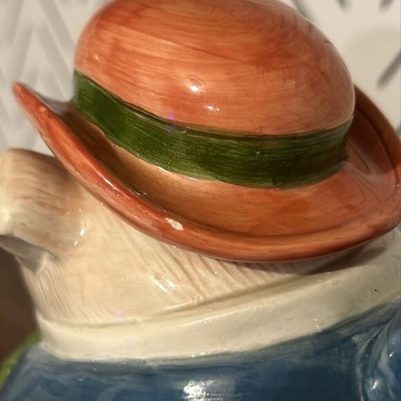 1987 Fitz & Floyd Pig Pitcher Removable Hat Cane Hand-Painted Ceramic 1.5qt VTG - Picture 10 of 11